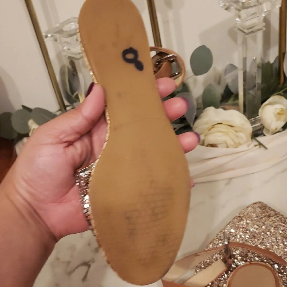 Stuart Weitzman Silver and Tan Espadrilles Size 5